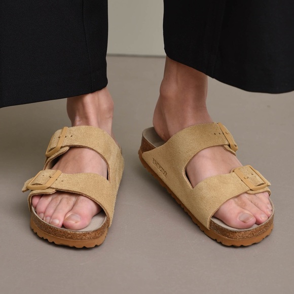 Birkenstock | Shoes | Birkenstock Arizona Suede Latte Cream Sandals 7 |  Poshmark